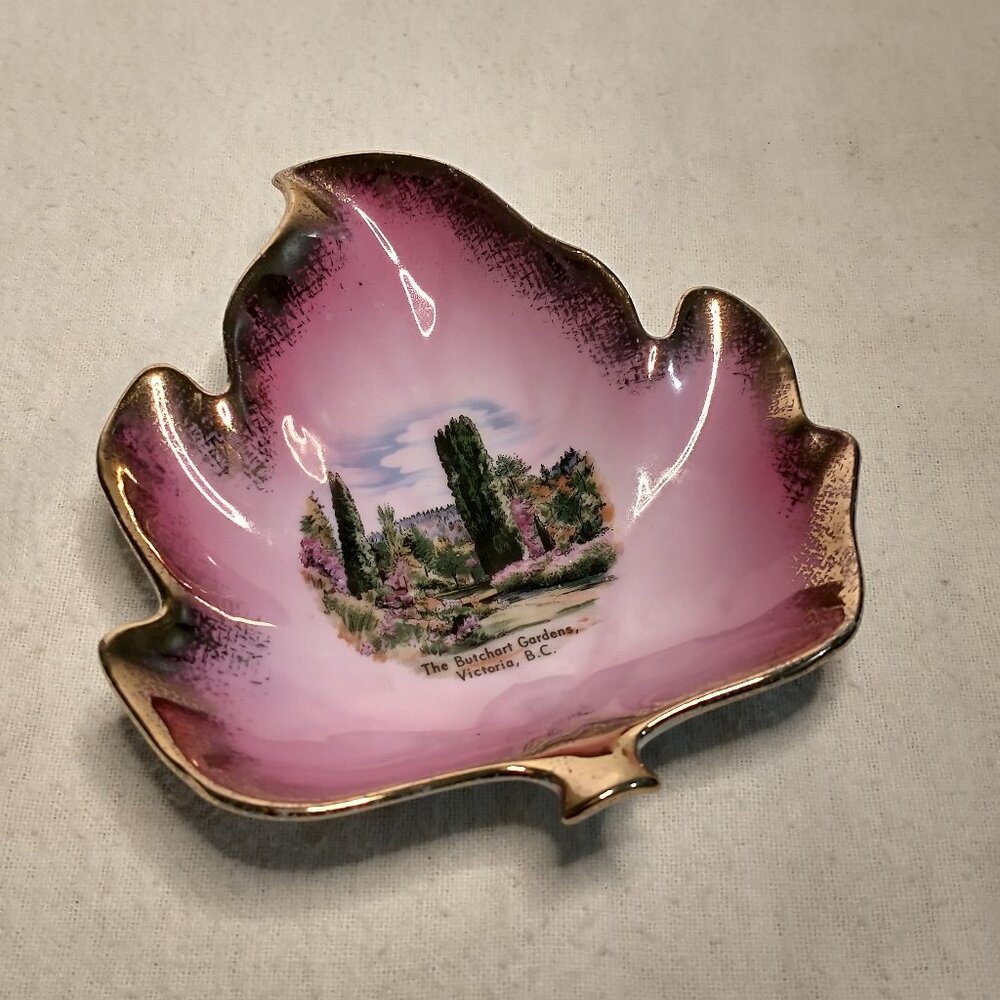 Butchart Gardens Victoria BC Souvenir Trinket Leave Dish